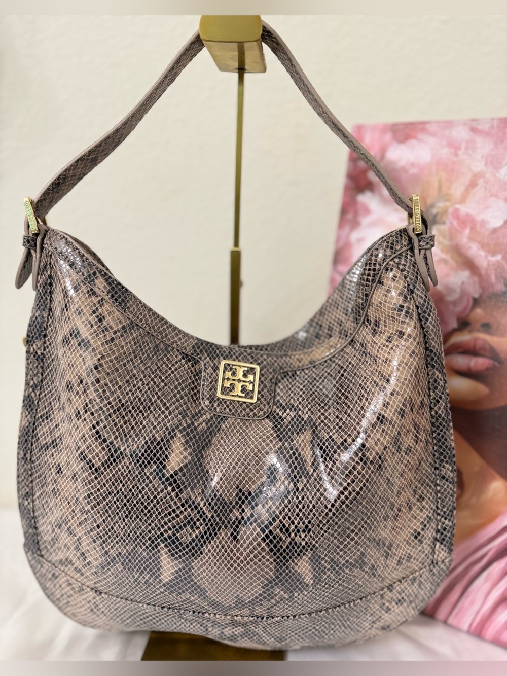 NWOT - Tory Burch Snake-Print Hobo Shoulder Bag - Picture 3 of 9